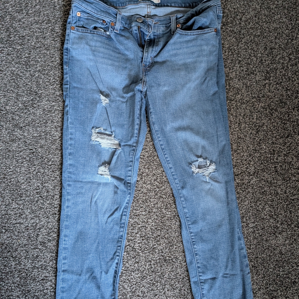 Levi's Blue Boyfriend Jeans with Distressed Details